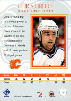 2002-03 Pacific Private Stock Reserve #14 Chris Drury Back