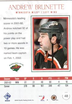 2002-03 Pacific Private Stock Reserve #48 Andrew Brunette Back