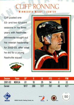 2002-03 Pacific Private Stock Reserve #50 Cliff Ronning Back