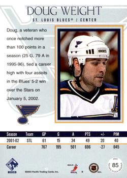 2002-03 Pacific Private Stock Reserve #85 Doug Weight Back