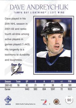 2002-03 Pacific Private Stock Reserve #90 Dave Andreychuk Back