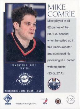 2002-03 Pacific Private Stock Reserve #122 Mike Comrie Back
