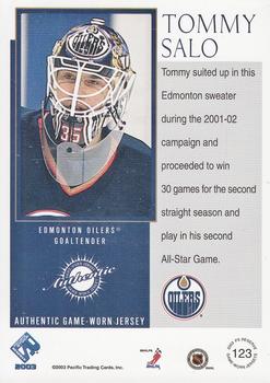 2002-03 Pacific Private Stock Reserve #123 Tommy Salo Back