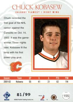 2002-03 Pacific Private Stock Reserve #155 Chuck Kobasew Back