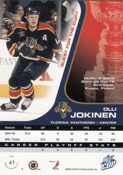 2002-03 Pacific Quest for the Cup #41 Olli Jokinen Back