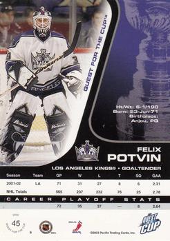 2002-03 Pacific Quest for the Cup #45 Felix Potvin Back