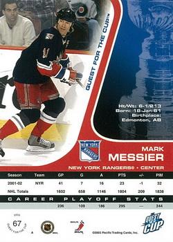 2002-03 Pacific Quest for the Cup #67 Mark Messier Back