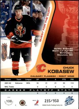 2002-03 Pacific Quest for the Cup #108 Chuck Kobasew Back
