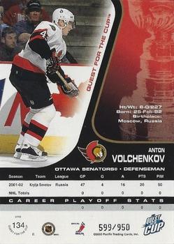 2002-03 Pacific Quest for the Cup #134 Anton Volchenkov Back