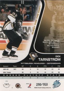 2002-03 Pacific Quest for the Cup #141 Dick Tarnstrom Back