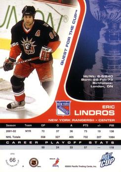 2002-03 Pacific Quest for the Cup #66 Eric Lindros Back