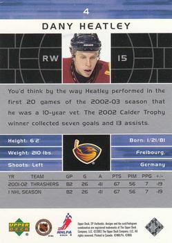 2002-03 SP Authentic #4 Dany Heatley Back
