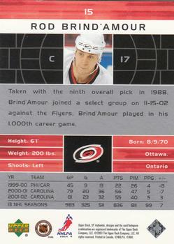 2002-03 SP Authentic #15 Rod Brind'Amour Back