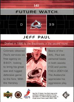2002-03 SP Authentic #141 Jeff Paul Back