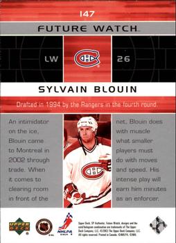 2002-03 SP Authentic #147 Sylvain Blouin Back