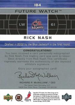 2002-03 SP Authentic #184 Rick Nash Back