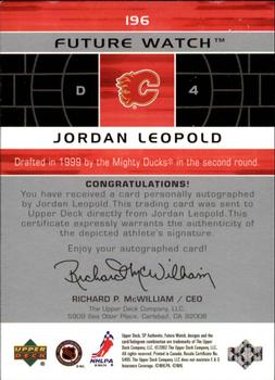 2002-03 SP Authentic #196 Jordan Leopold Back