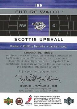 2002-03 SP Authentic #199 Scottie Upshall Back
