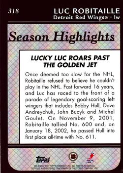 2002-03 Topps #318 Luc Robitaille Back