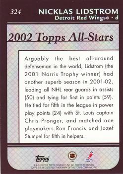 2002-03 Topps #324 Nicklas Lidstrom Back