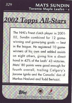 2002-03 Topps #329 Mats Sundin Back