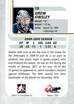 2010-11 In The Game Between The Pipes #10 Drew Owsley Back