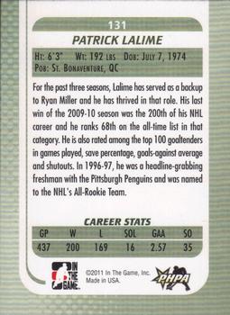 2010-11 In The Game Between The Pipes #131 Patrick Lalime Back