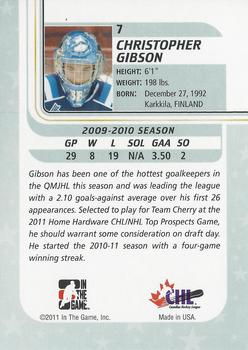 2010-11 In The Game Between The Pipes #7 Christopher Gibson Back