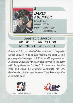 2010-11 In The Game Between The Pipes #8 Darcy Kuemper Back