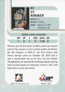 2010-11 In The Game Between The Pipes #43 Ty Rimmer Back