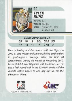 2010-11 In The Game Between The Pipes #44 Tyler Bunz Back