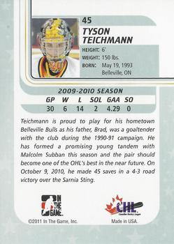 2010-11 In The Game Between The Pipes #45 Tyson Teichmann Back