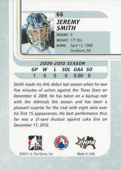 2010-11 In The Game Between The Pipes #66 Jeremy Smith Back