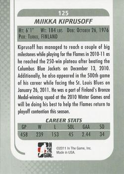 2010-11 In The Game Between The Pipes #125 Miikka Kiprusoff Back