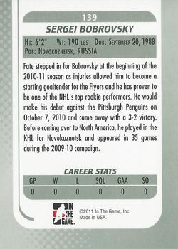 2010-11 In The Game Between The Pipes #139 Sergei Bobrovsky Back