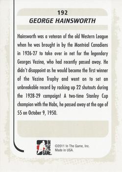 2010-11 In The Game Between The Pipes #192 George Hainsworth Back