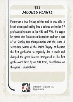 2010-11 In The Game Between The Pipes #195 Jacques Plante Back