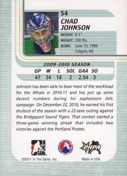 2010-11 In The Game Between The Pipes #54 Chad Johnson Back