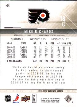 2010-11 SP Authentic #44 Mike Richards Back