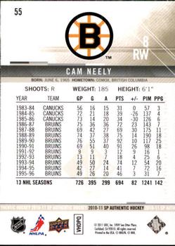 2010-11 SP Authentic #55 Cam Neely Back