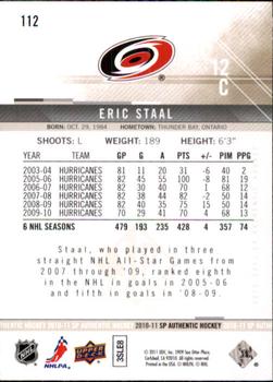 2010-11 SP Authentic #112 Eric Staal Back