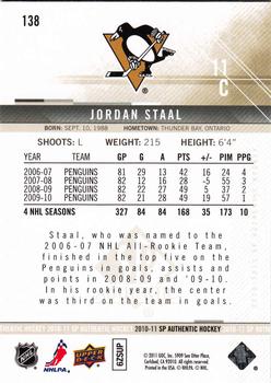 2010-11 SP Authentic #138 Jordan Staal Back