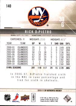 2010-11 SP Authentic #140 Rick DiPietro Back