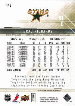 2010-11 SP Authentic #148 Brad Richards Back