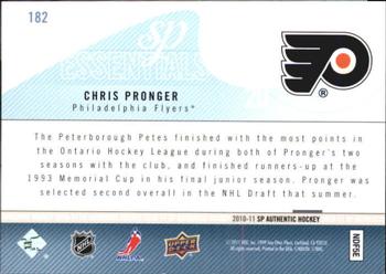 2010-11 SP Authentic #182 Chris Pronger Back