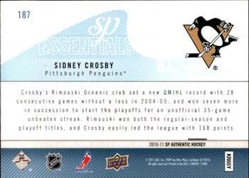 2010-11 SP Authentic #187 Sidney Crosby Back