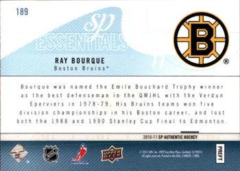 2010-11 SP Authentic #189 Ray Bourque Back