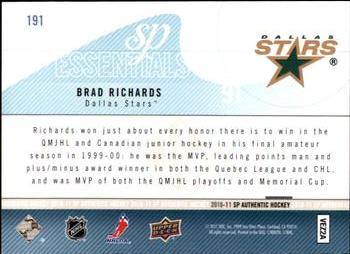 2010-11 SP Authentic #191 Brad Richards Back