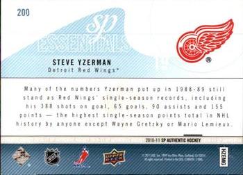 2010-11 SP Authentic #200 Steve Yzerman Back