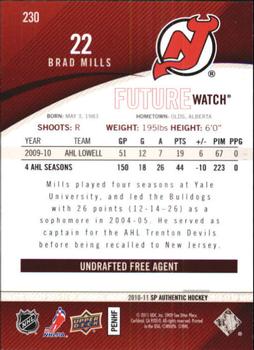 2010-11 SP Authentic #230 Brad Mills Back